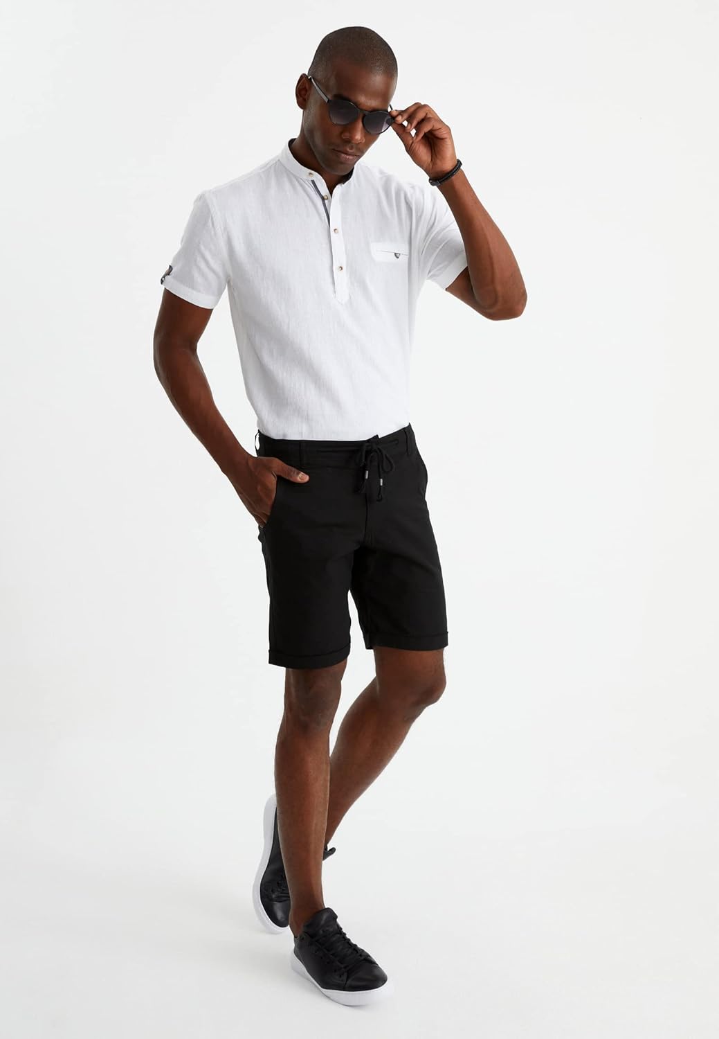 Detalle de Leif Nelson Bermuda en lin pour homme – Short d’été élégant et polyvalent