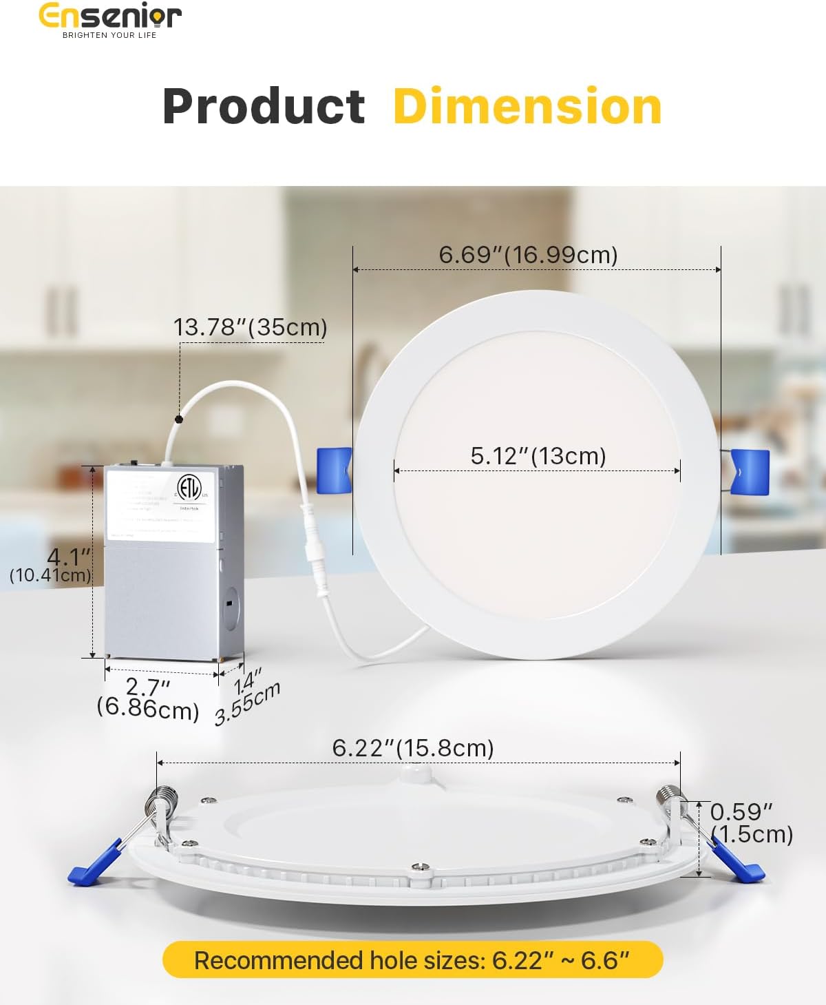 Thumbnail 4 de Ensenior 6 Inch LED recessed lights 12W