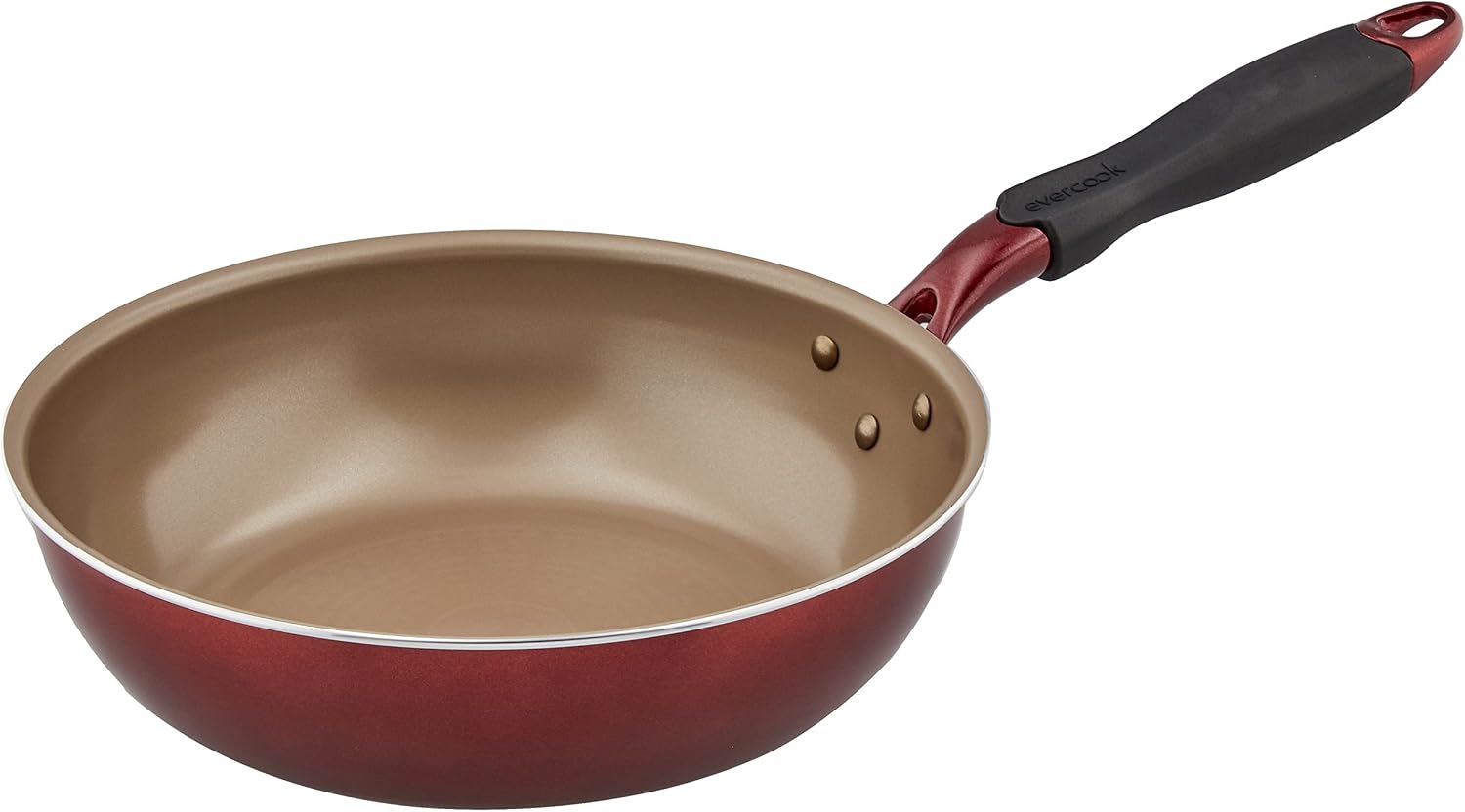 Detalle de ドウシシャ evercook α EAFP26DRD 炒め鍋 26cm IH・ガス対応 軽量ワインレッド