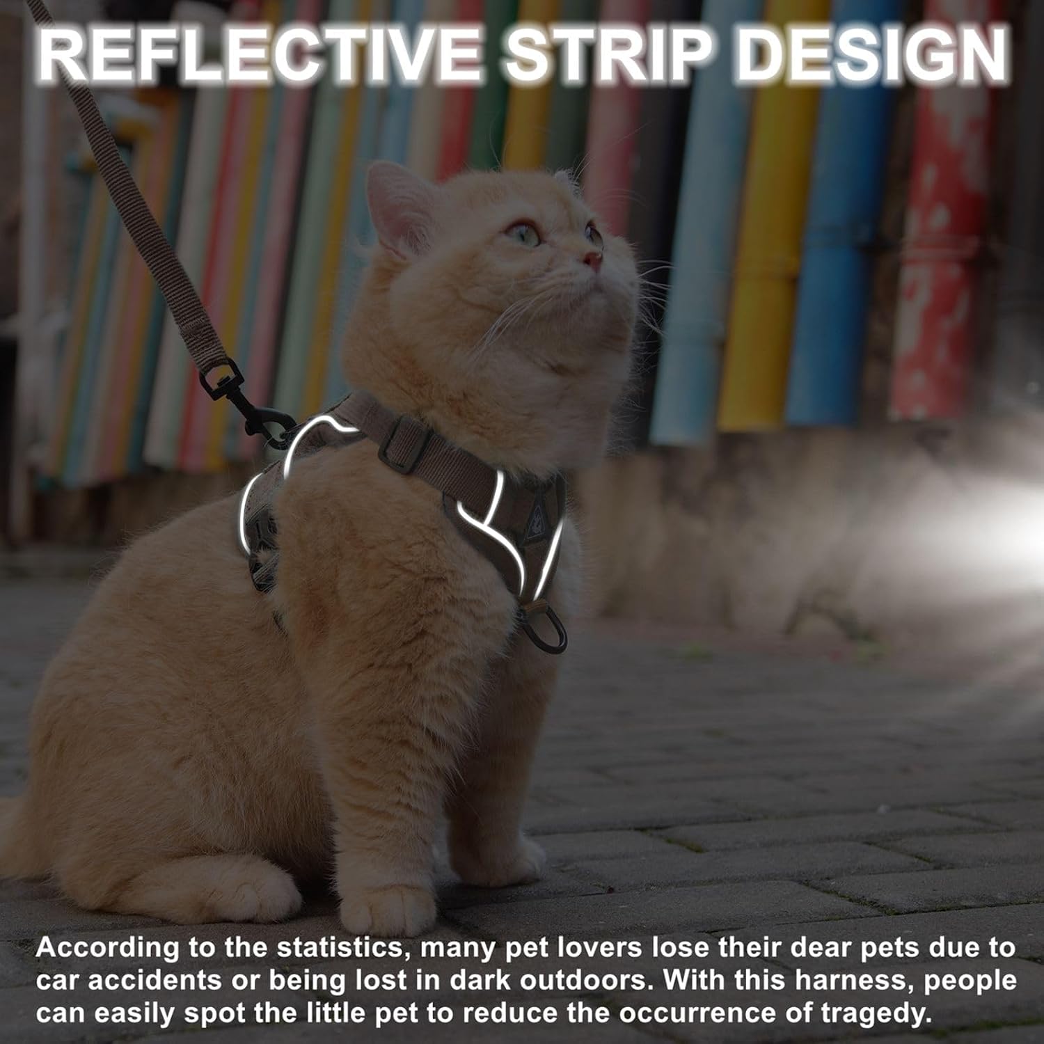 Thumbnail 4 de Cat Harness and Leash Set, Upgraded Escape Proof Adjustable Vest for Large Cats, Small Dogs, with Reflective Strips