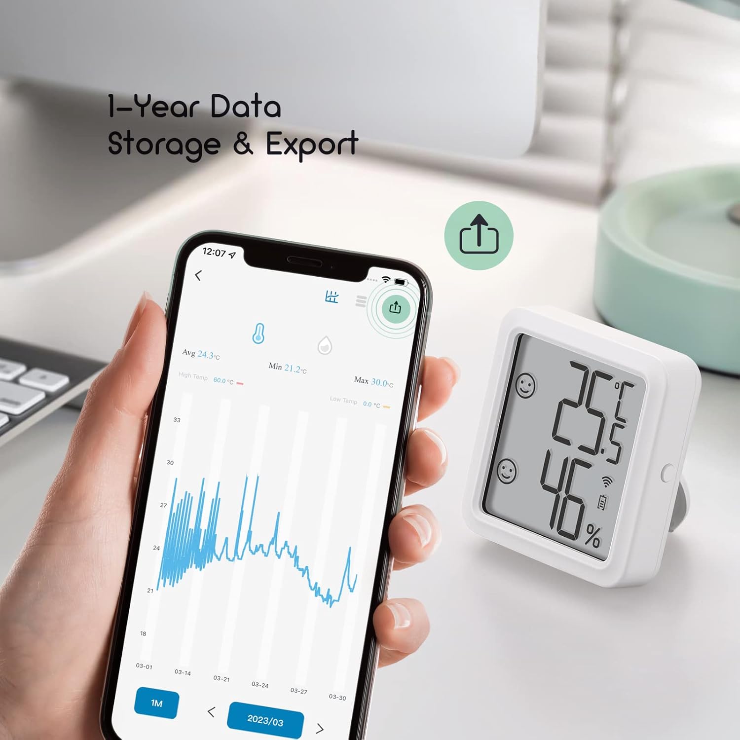 Thumbnail 5 de Inkbird IBS-TH3-PLUS termometro igrometro WiFi con display LCD e app, controllo e notifiche