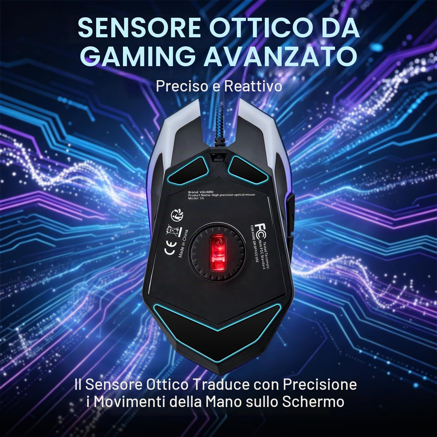 Thumbnail 6 de VGUARD Mouse da gaming 6 pulsanti, DPI 2400