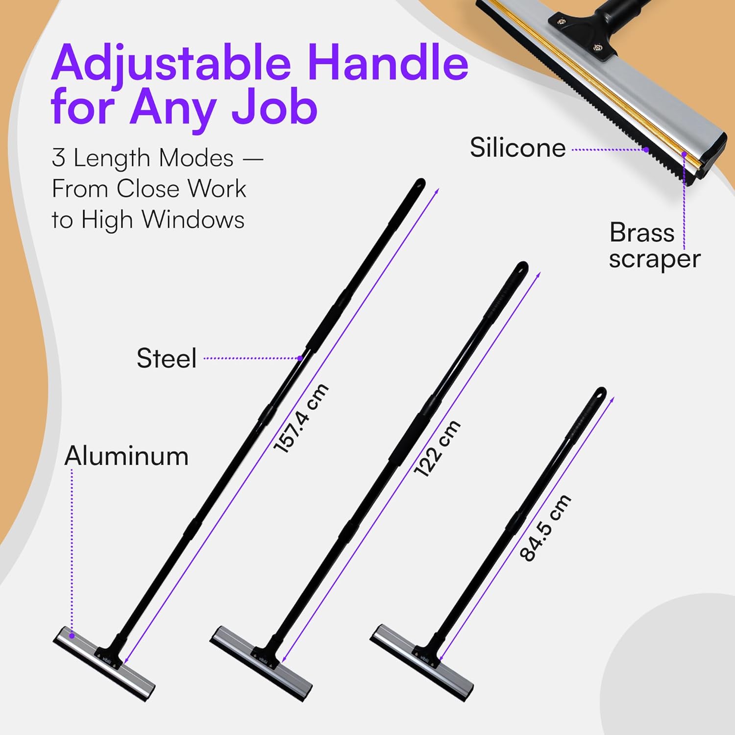 Detalle de Viblii Dual-Edge Pet Hair Carpet Rake and Scraper: a practical all-in-one tool for low-pile carpets