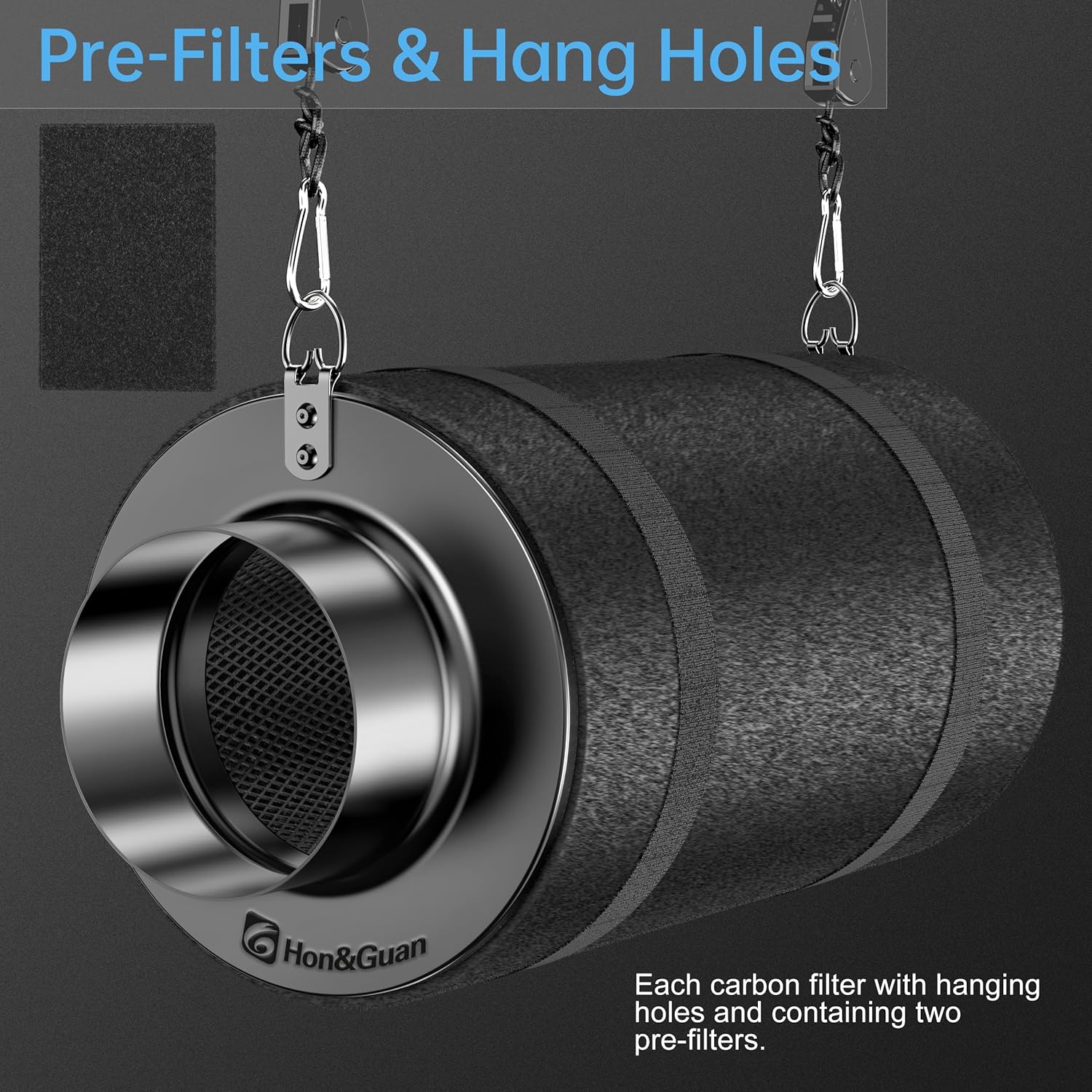 Detalle 2 de Hon&Guan 4 Inch Carbon Filter with Australian Virgin Charcoal – 100mm x 200mm, for Odour Removal