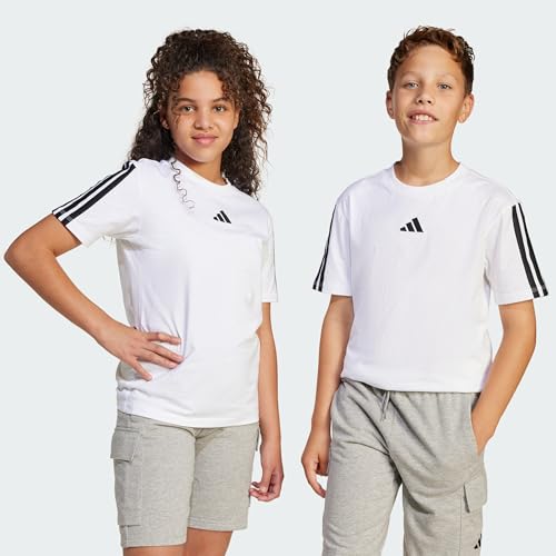 Detalle de Adidas Bambini Essentials 3 Stripes T-Shirt - 15-16 anni, White/Black