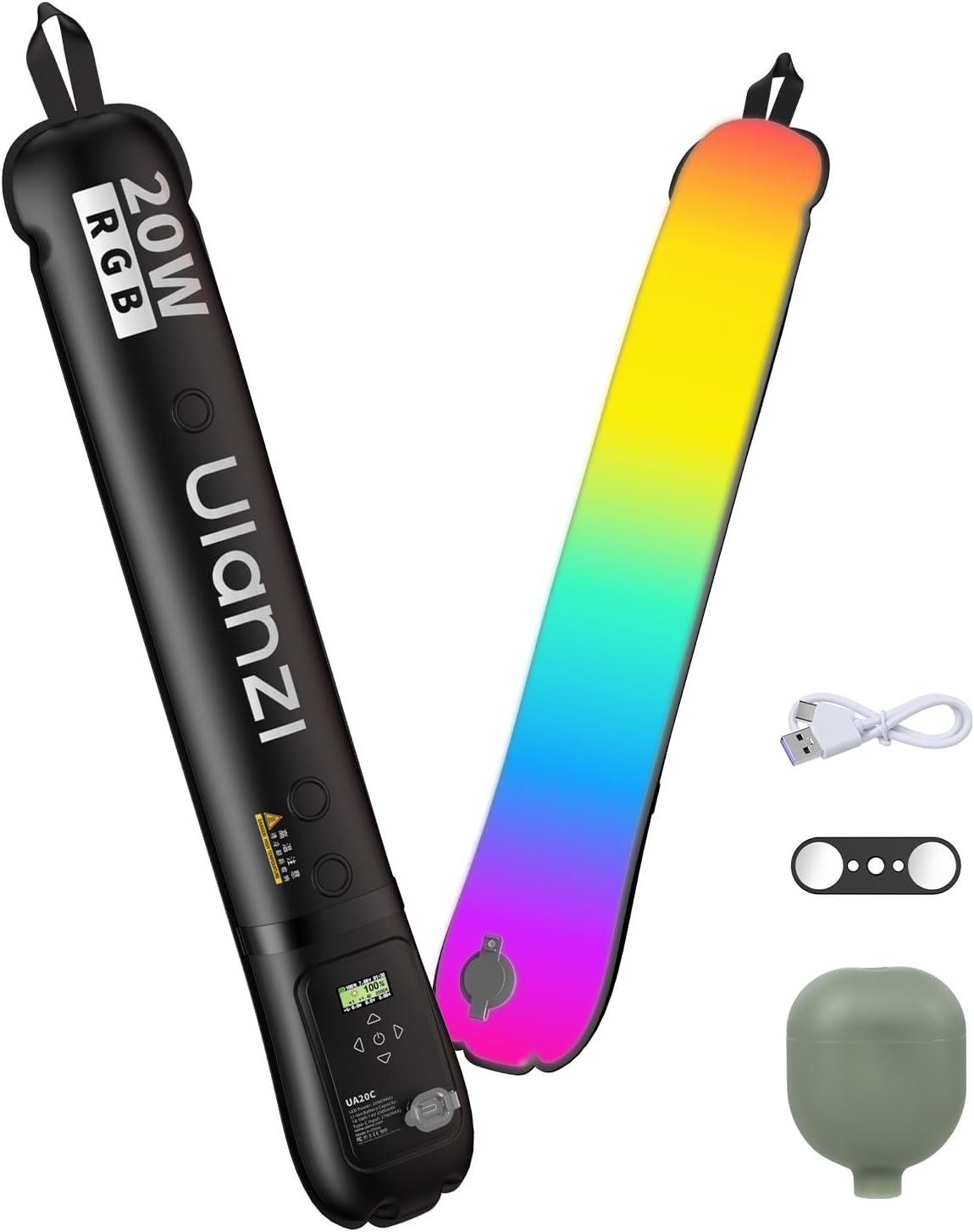 Detalle de ULANZI UA20C Lampe vidéo LED gonflable Tube à air RGB magnétique 20 W, CCT 1800–10000 K