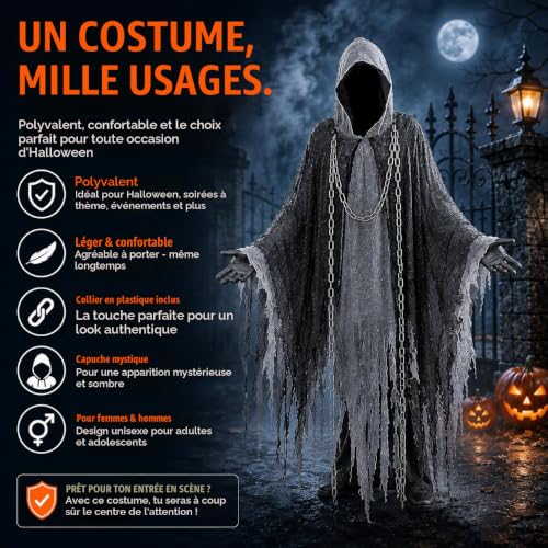 Thumbnail 1 de TK Gruppe Timo Klingler Sensemann, costume adulte avec cape noire et chaîne