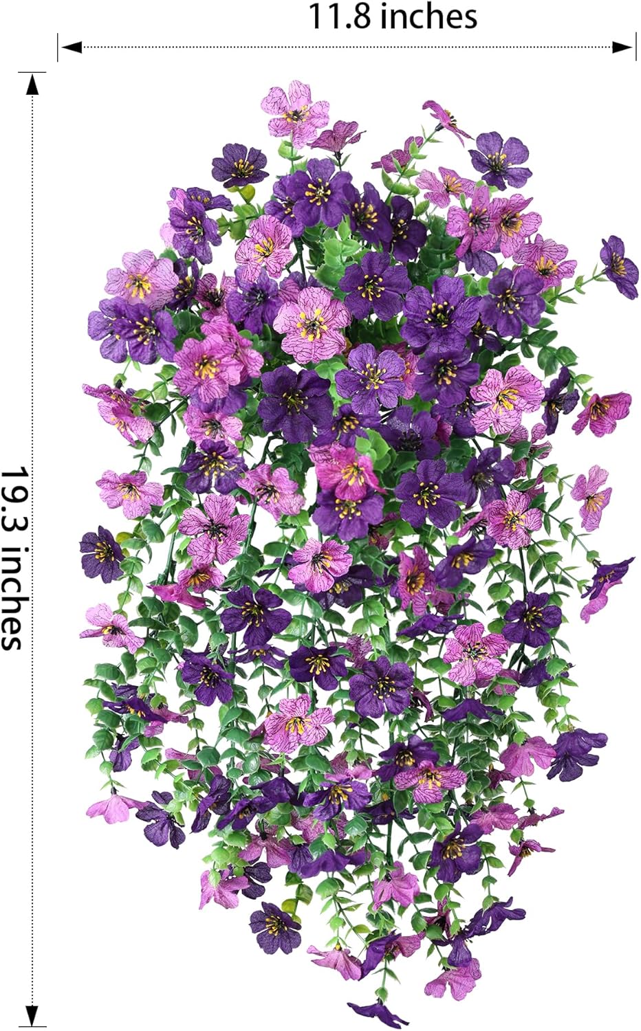 Thumbnail 3 de HyeFlora Outdoor Artificial Flowers, 2-Pack Dark Purple & Purple Hanging Flowers