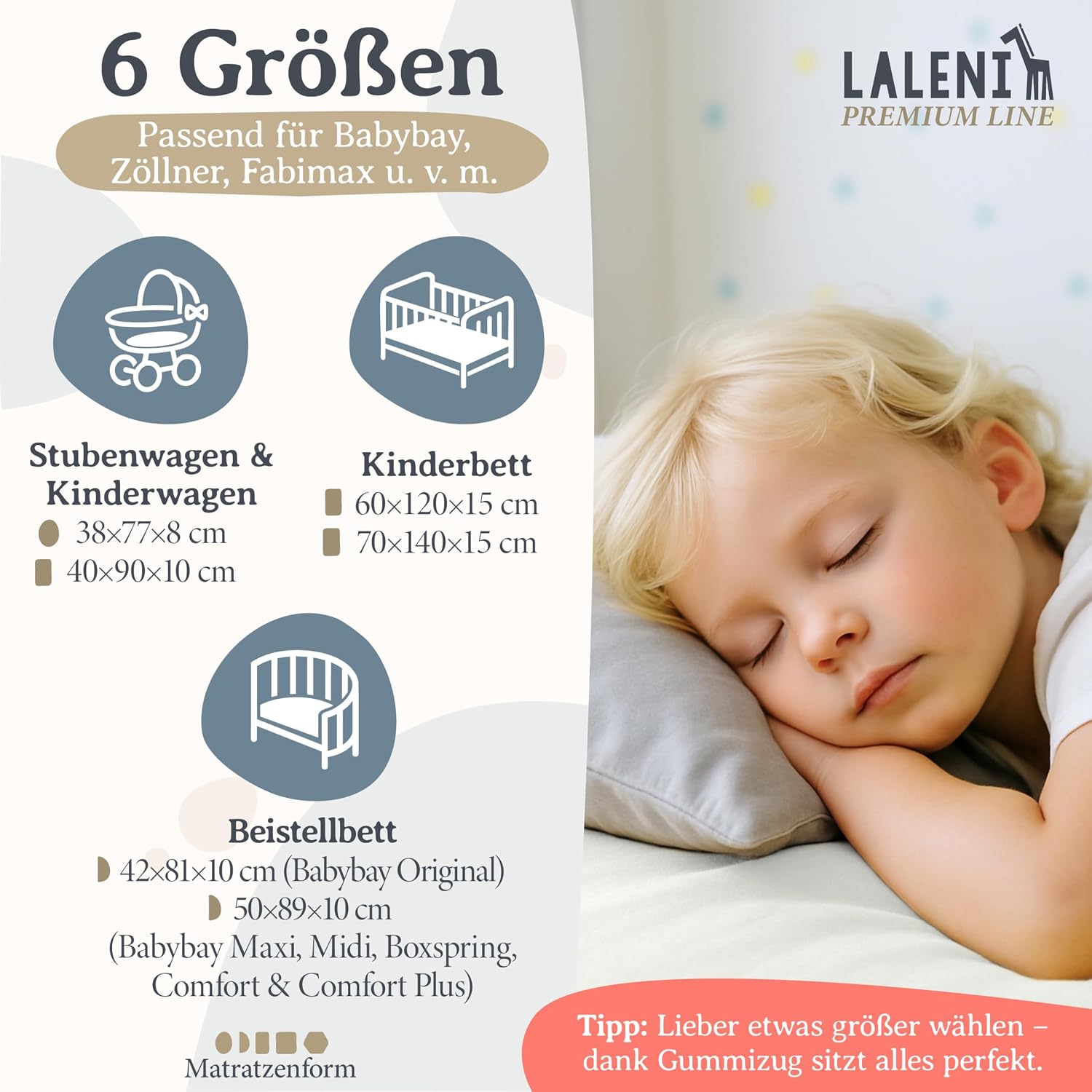 Detalle de Laleni Premium Spannbettlaken 70x140x15 cm (2er-Set) aus 100% Baumwolle, Ivory – für Baby- und Kinderbetten