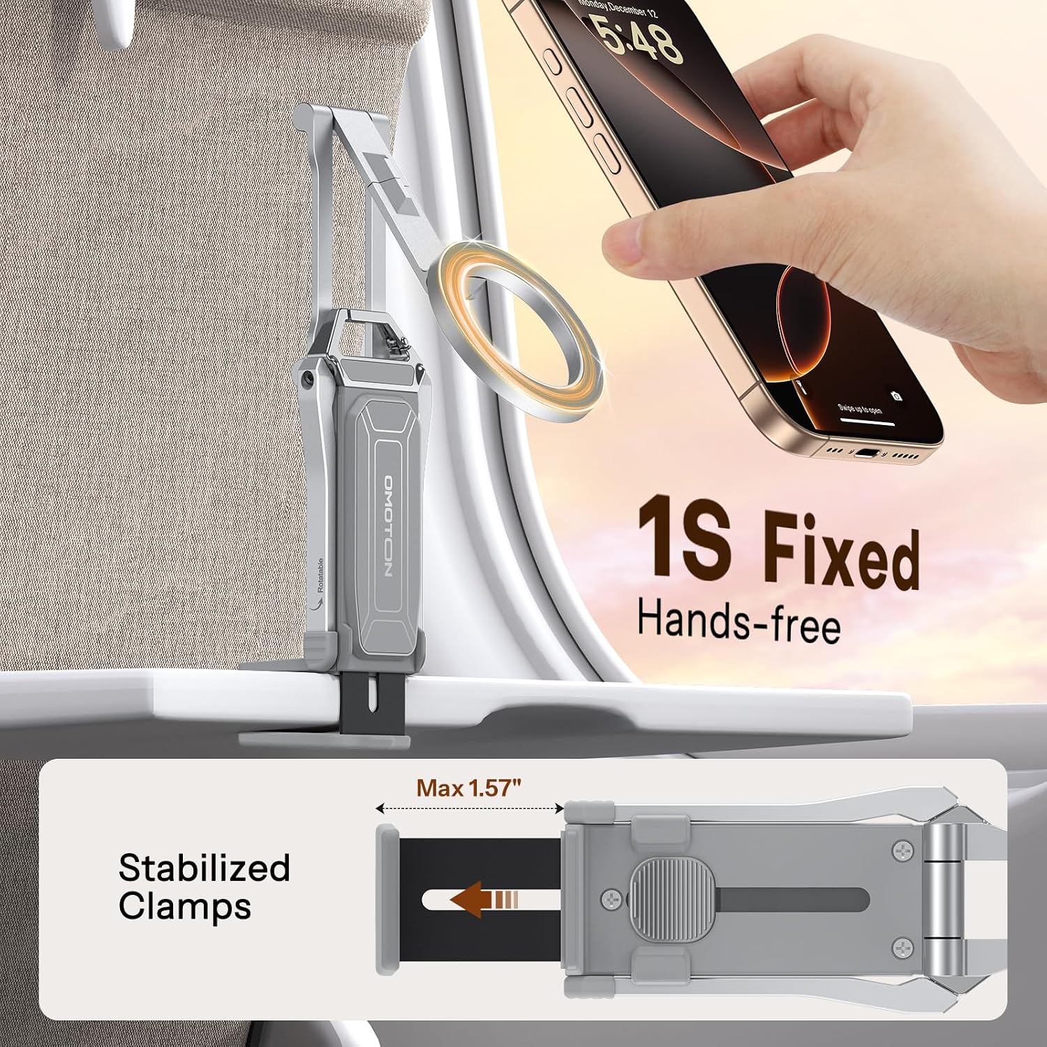 Detalle de OMOTON 360° Rotating MagSafe Tripod Mount for iPhone