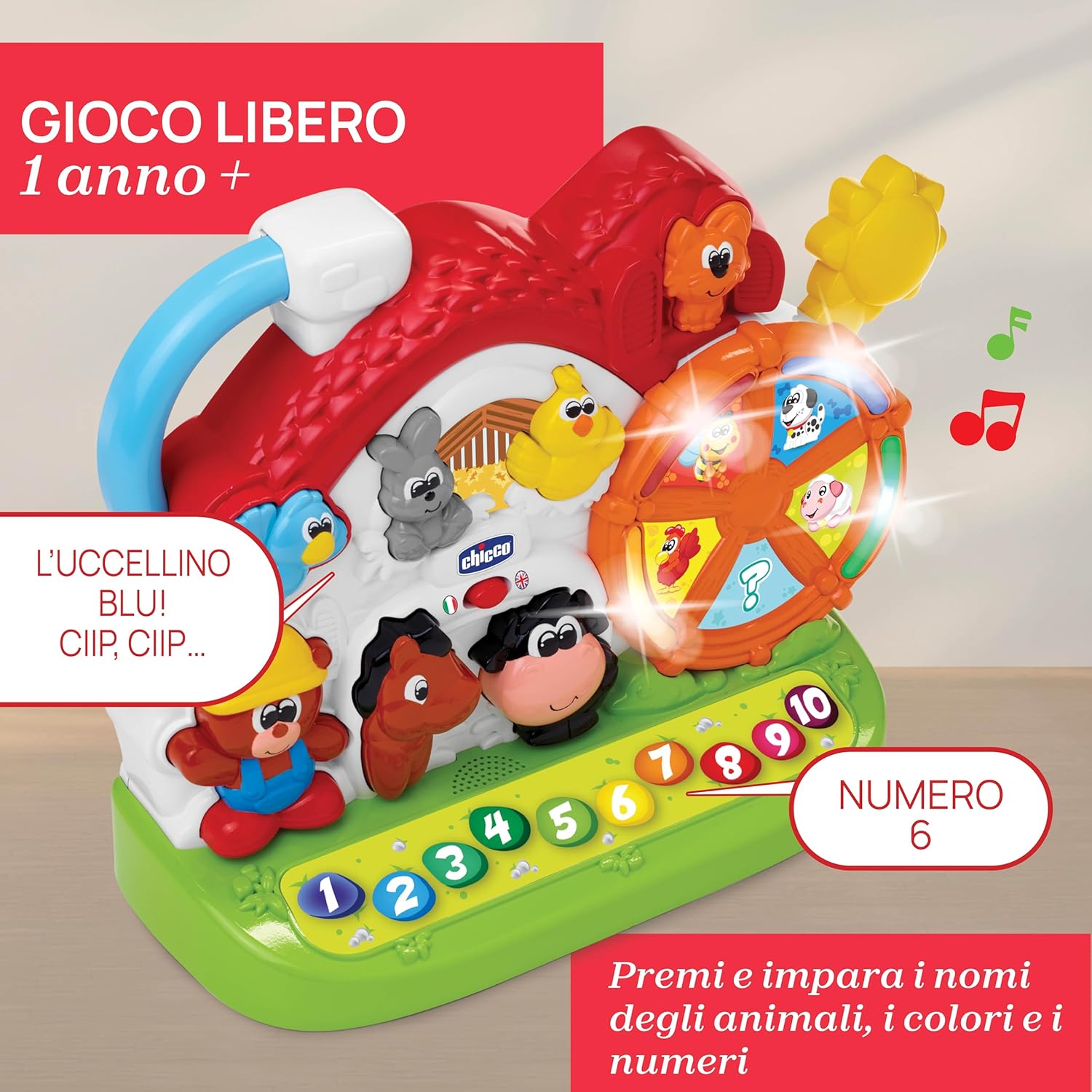 Detalle de Chicco Fattoria Parlante Bilingue: Fattoria Educativa Interattiva per Neonati e Bambini 1–4 Anni