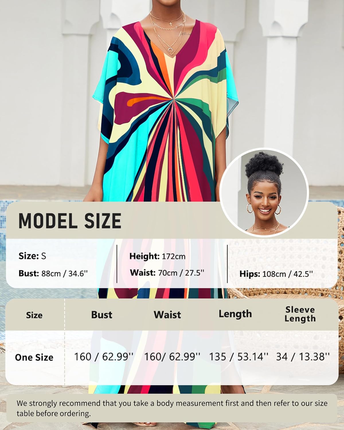 Thumbnail 1 de Women’s loose colourful beach cover-up kaftan dress (plus size) – Bsubseach