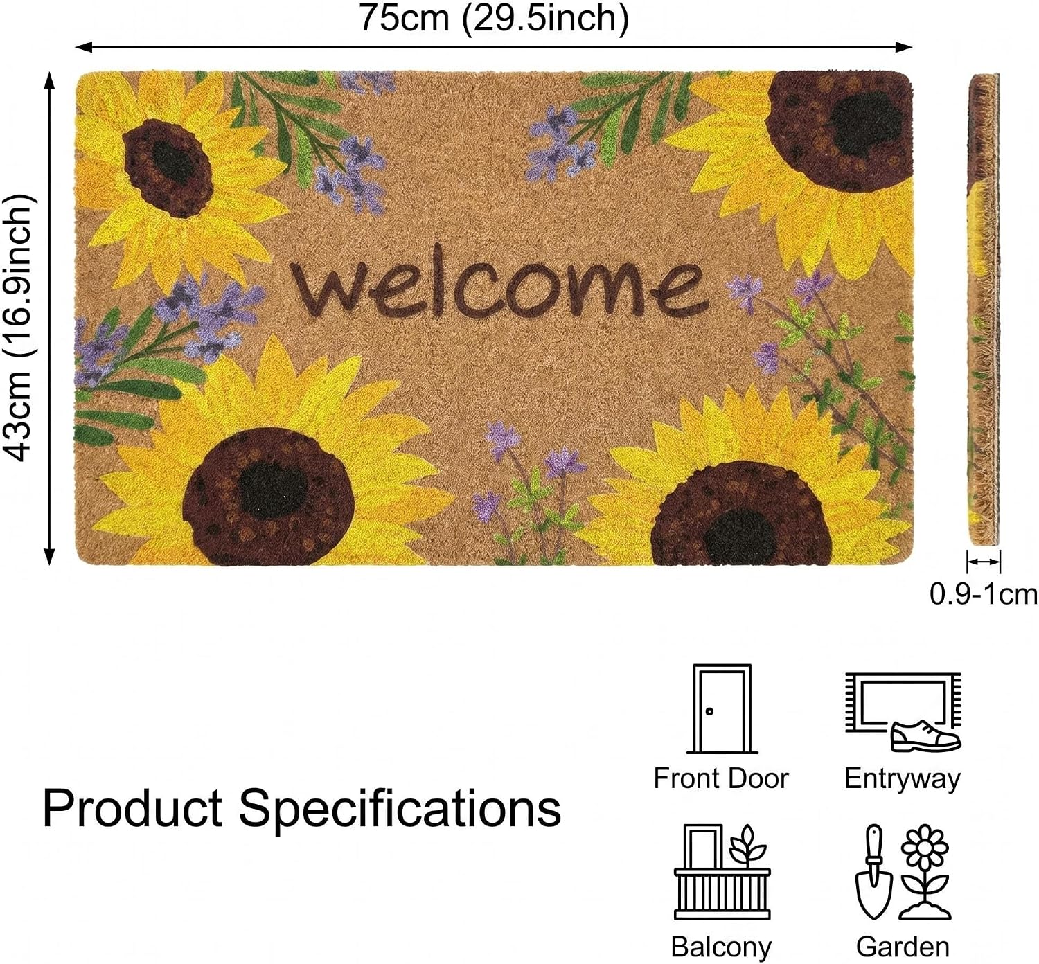 Thumbnail 1 de Faux Coir Doormat, 29.5 × 17 in