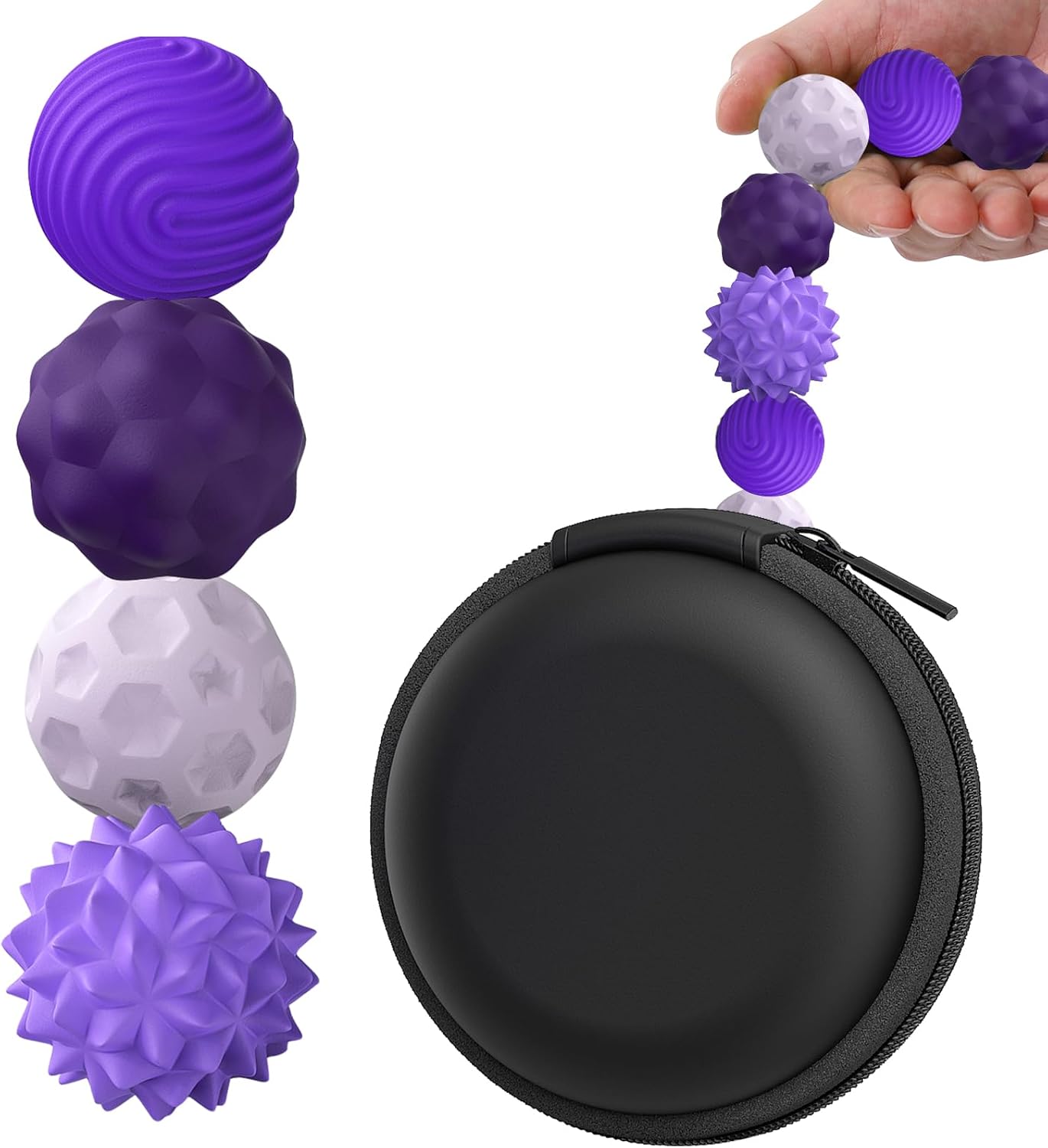 BUSOHA Silicone Fidget Balls (4-Pack) Quiet Stress Relief for Adults, Teens & Classroom Use