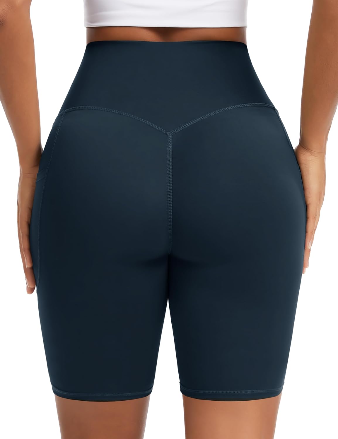 Thumbnail 2 de THE GYM PEOPLE Women's 8" Seamless High-Waist Yoga Shorts with Pockets