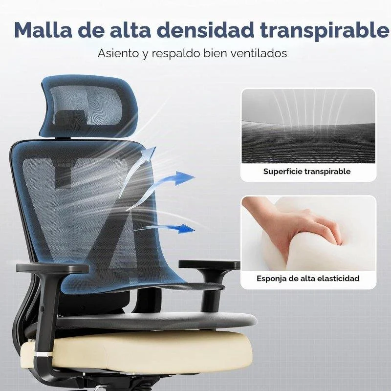 Detalle de Silla Ergonómica GTPLAYER: comodidad para largas sesiones de oficina y gaming