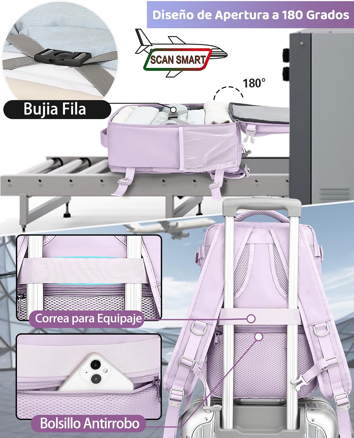 Detalle de KLOSTAIN Mochila de Cabina 45x36x20 cm (30 L) para EasyJet: práctica, cómoda y versátil