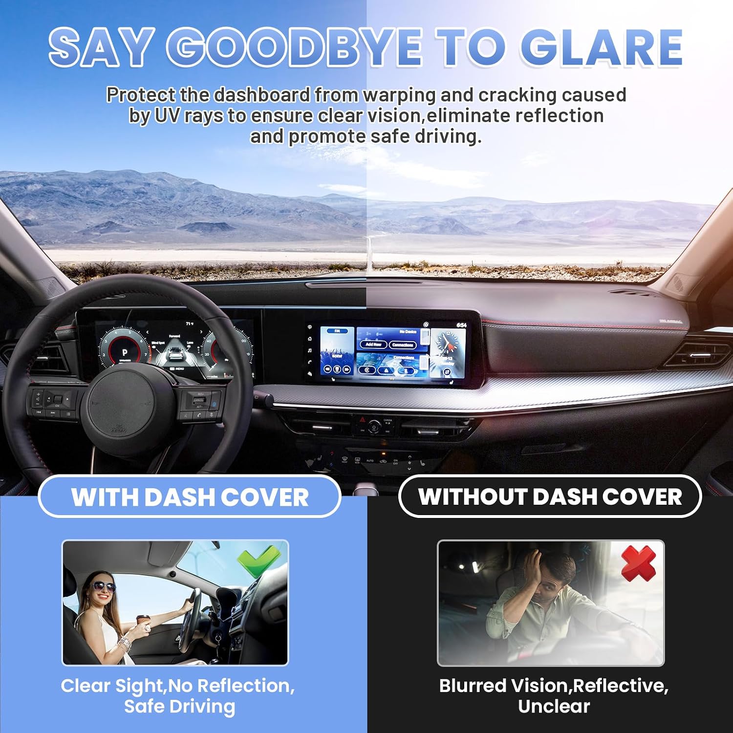 Thumbnail 3 de Sunsdrew Dash Cover for 2025-2026 Nissan Kicks — Suede Dash Mat with UV Shield and Anti-Glare