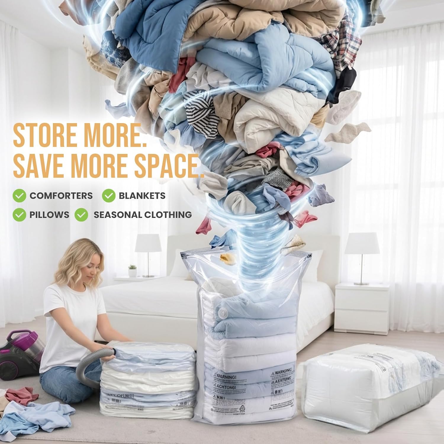 Thumbnail 4 de TAILI 6 Pack Vacuum Storage Bags Jumbo Cube 31x40x15"