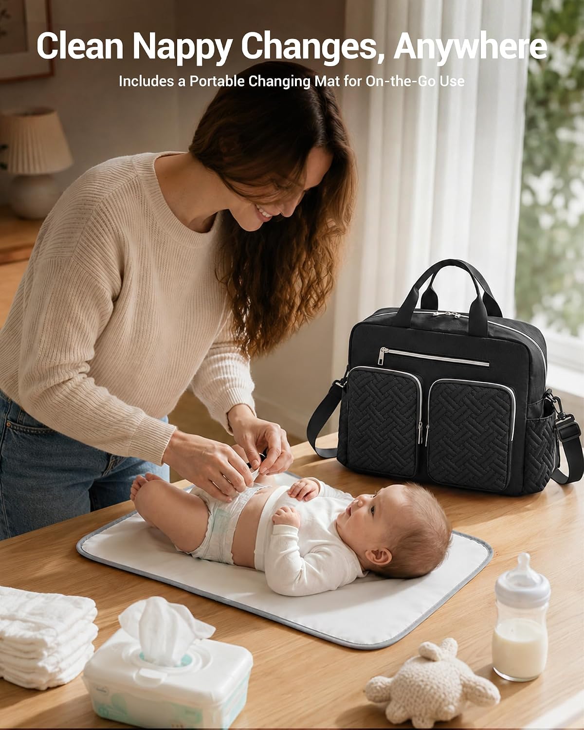 Thumbnail 1 de Kono Baby Changing Bag: Multifunction Nappy Bag with Portable Changing Mat
