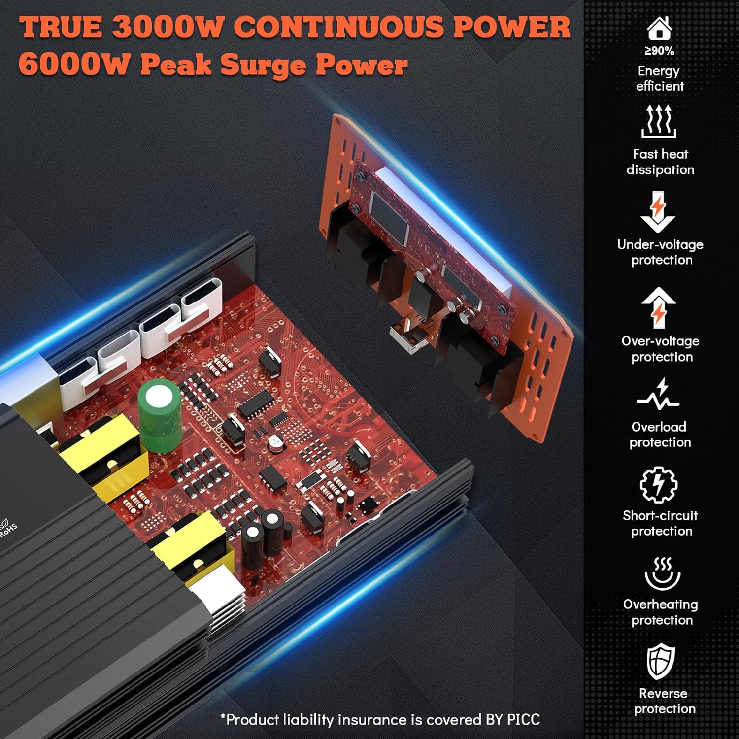 Thumbnail 5 de 3000W Power Inverter 12V to 110V Converter ๐