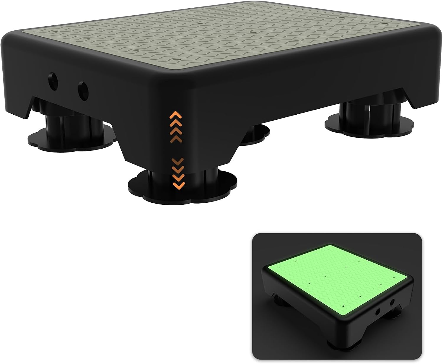 Detalle de TENGYI Step Stool, Adjustable 3.7–5.9 in., Glow-in-the-Dark, 700 lb Capacity