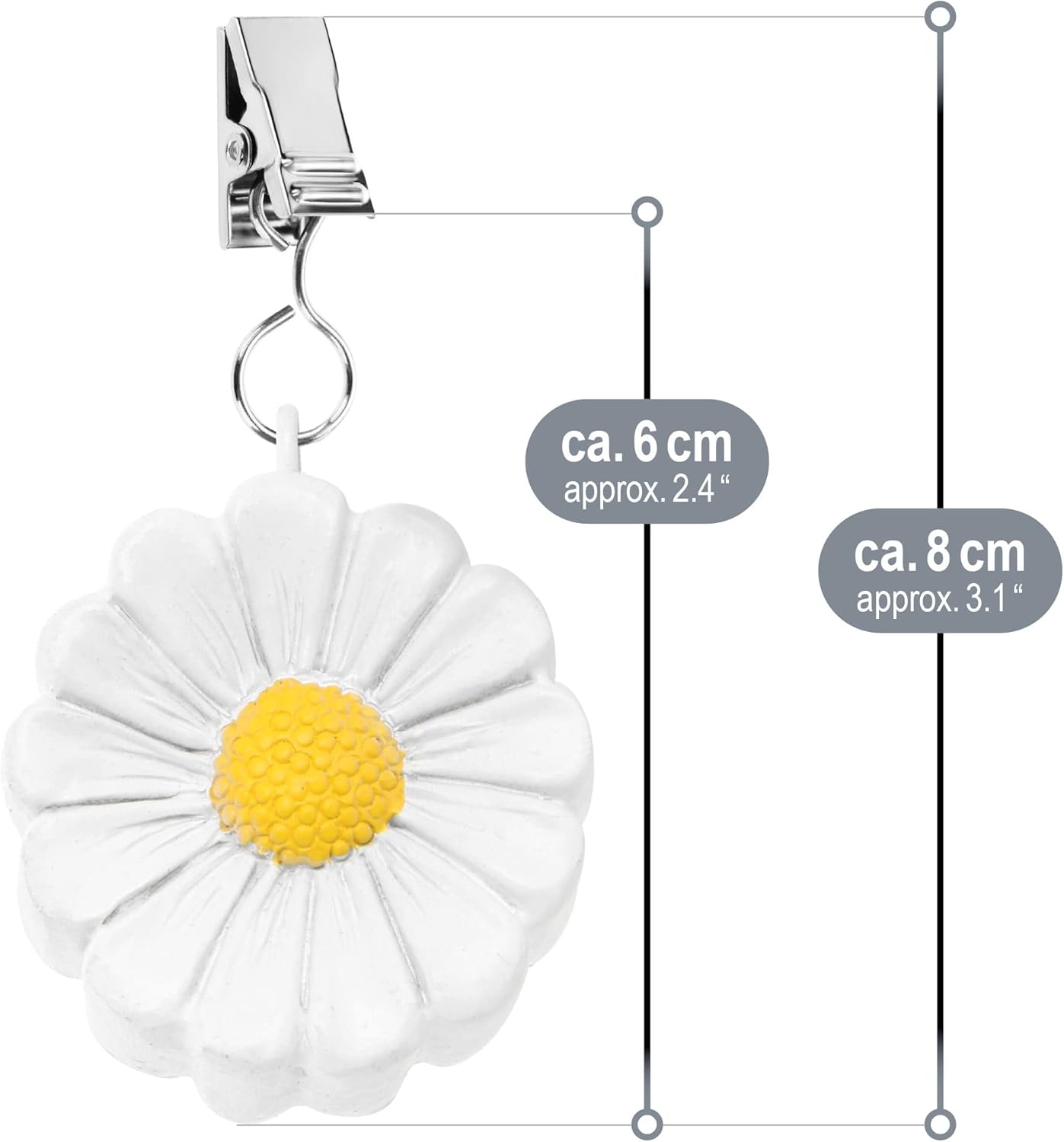 Thumbnail 5 de Com-four Lot de 8 poids de nappe avec clip en forme de fleur (env. 40 g) – résistants aux intempéries