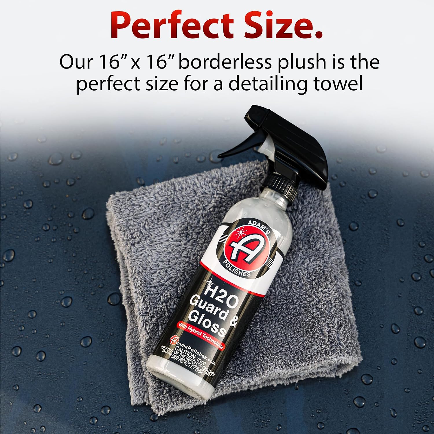 Detalle 1 de Adam's Polishes MF-BG Borderless Microfiber Detailing Towel, 480 GSM, 16 x 16 in