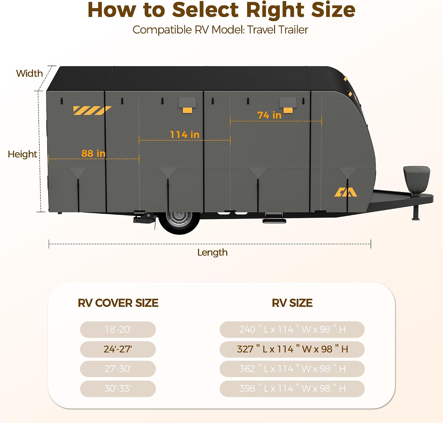Thumbnail 5 de CAMMOO RV Cover for 24-27ft Travel Trailer — 9-Layer 180g Heavy Duty All-Weather Protection