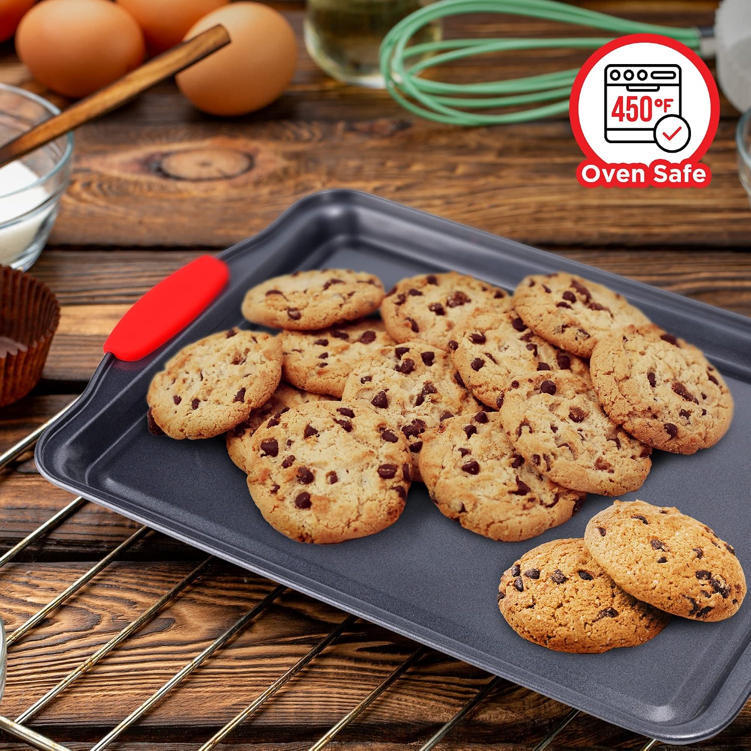 Thumbnail 6 de Bakken 3-Piece Cookie Sheet Set, Non-Stick Carbon Steel with Silicone Handles