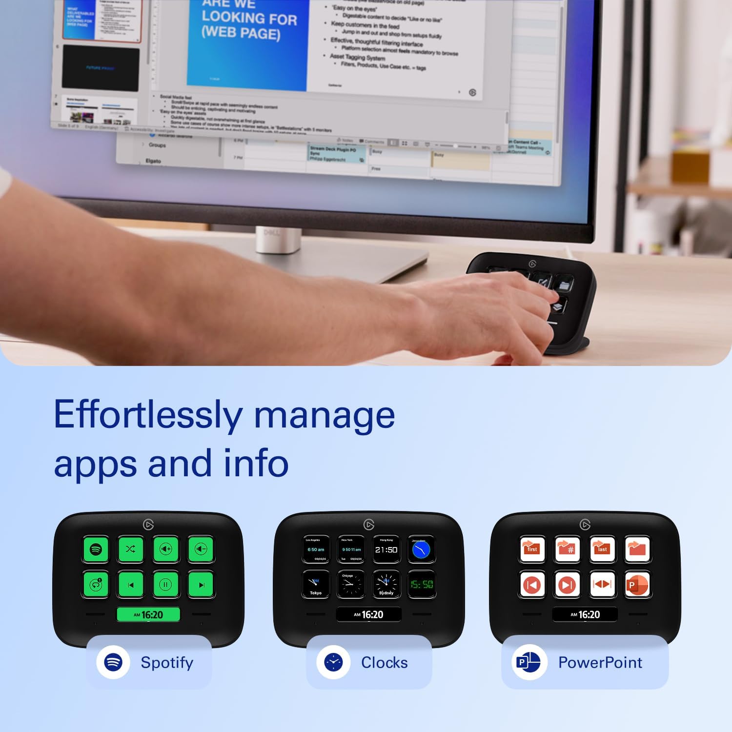 Detalle de Elgato Stream Deck Neo 8-Key Controller, Black, Customizable LCD Keys