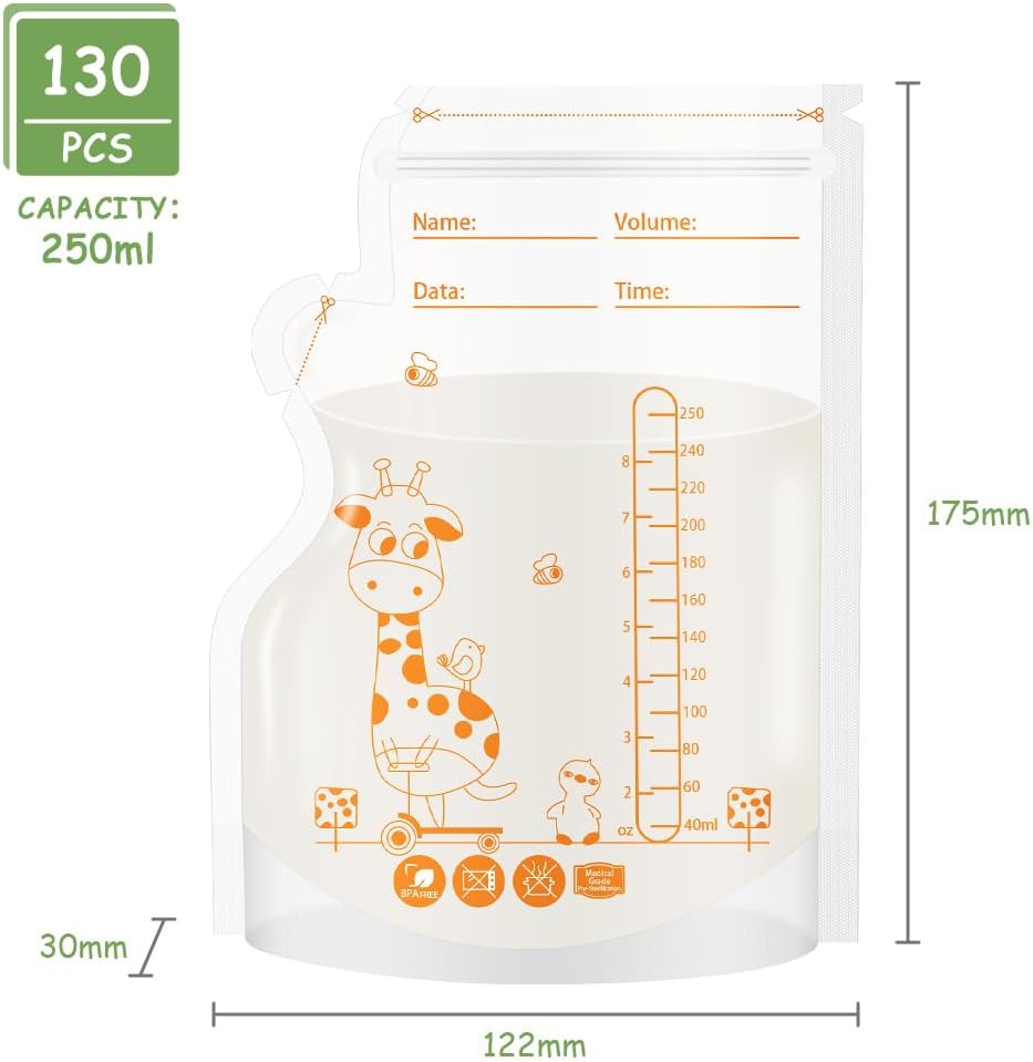 Thumbnail 1 de Sacchetti conservazione latte materno Aolso, 130 pezzi, 250 ml – senza BPA, scala di volume e base autopportante