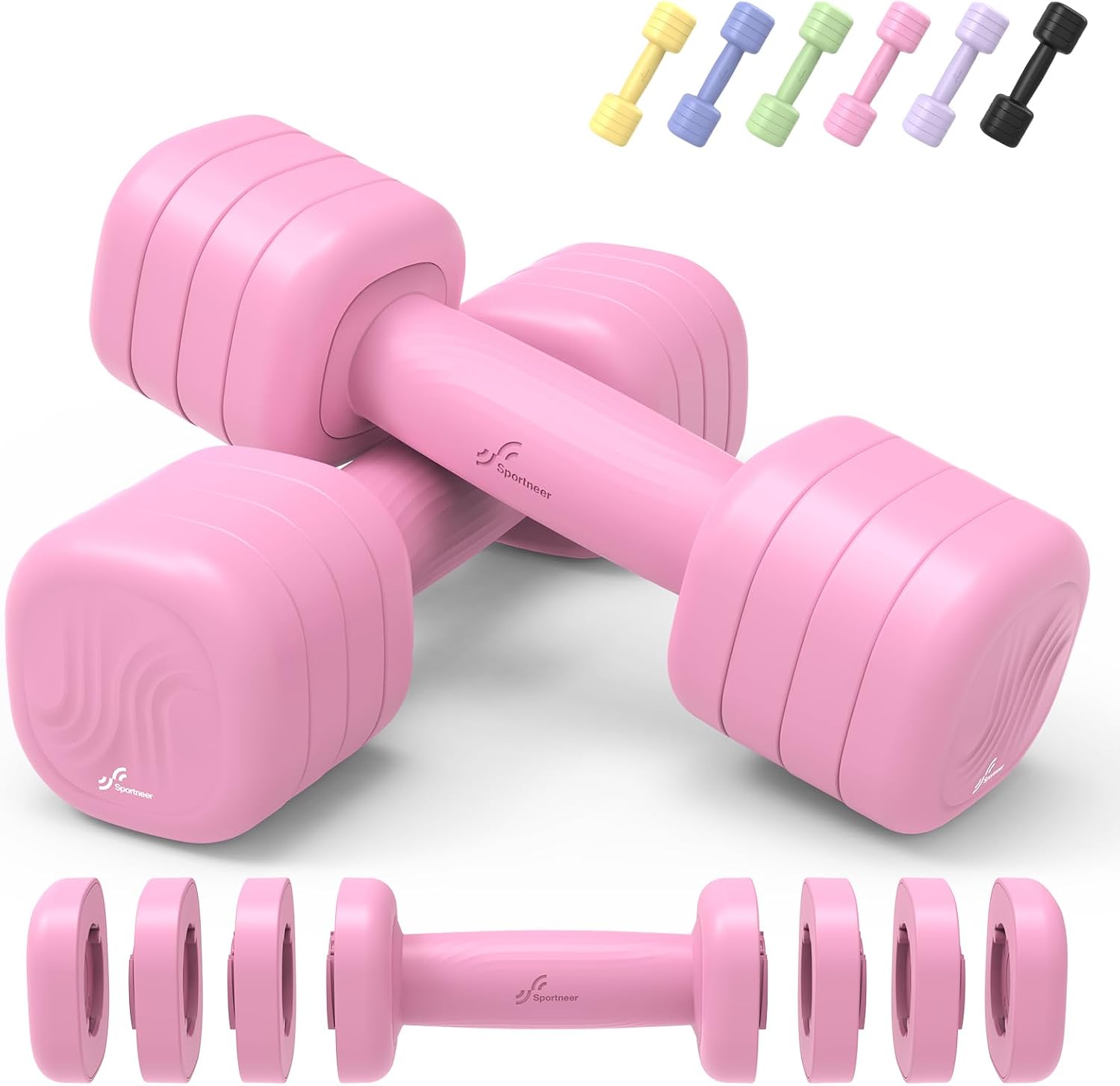 Detalle 2 de Sportneer Adjustable Dumbbells Set for Women (1–2.5kg each) – 4-in-1 pair set with non-slip TPU grip