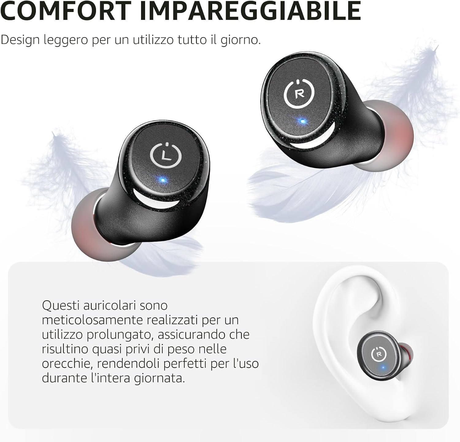 Detalle de TOZO T10: Auricolari Bluetooth 5.3 con Controlli Touch, EQ OrigX 2.0 e IPX8