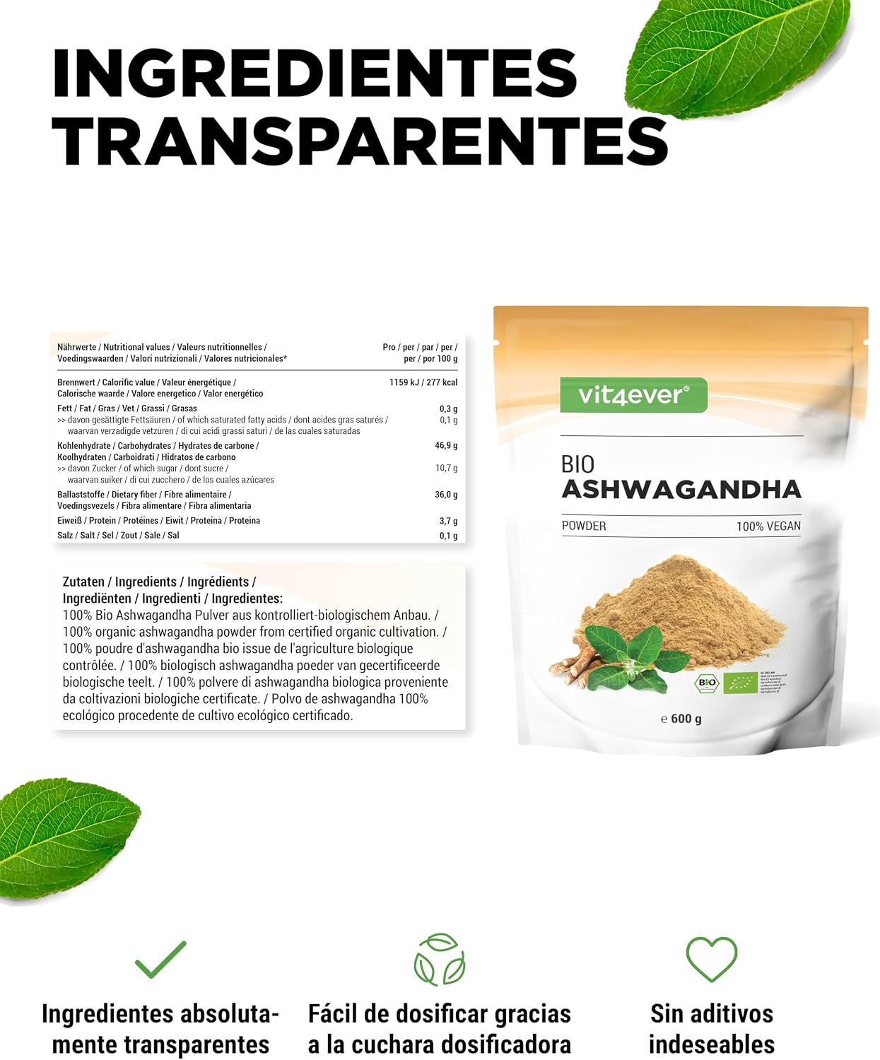 Thumbnail 4 de Vit4ever Ashwagandha raíz ecológica 600 g
