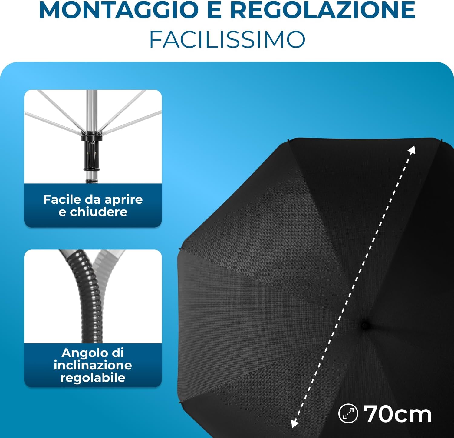 Thumbnail 4 de STYNGARD Ombrellino Parasole per Passeggino con Protezione UV 50+ e Ø70 cm – Modello ROMA