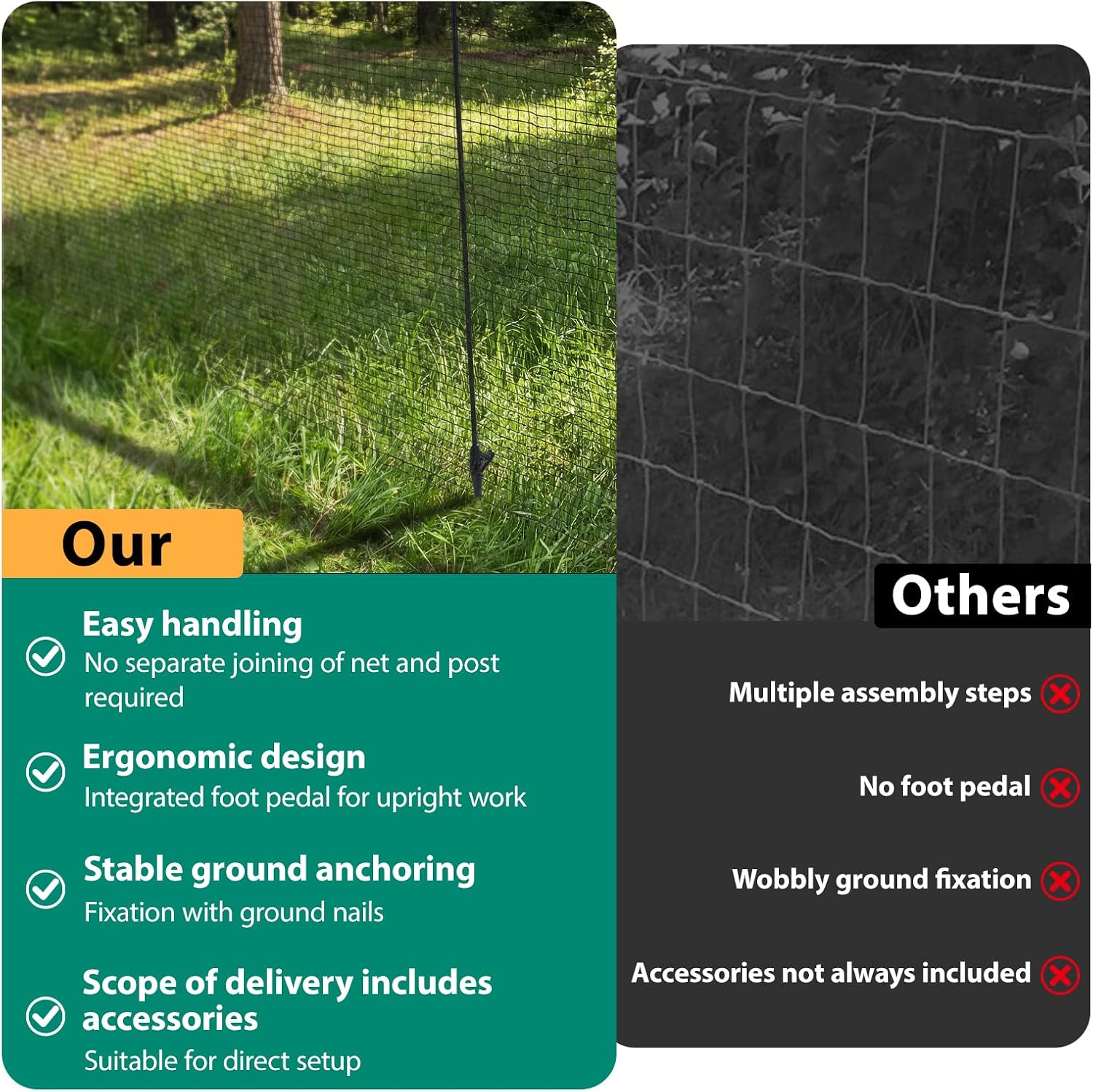 Detalle de HIDALIFE WL0023 Temporary Fence, 3 ft x 50 ft Black Mesh with Fibreglass Stakes