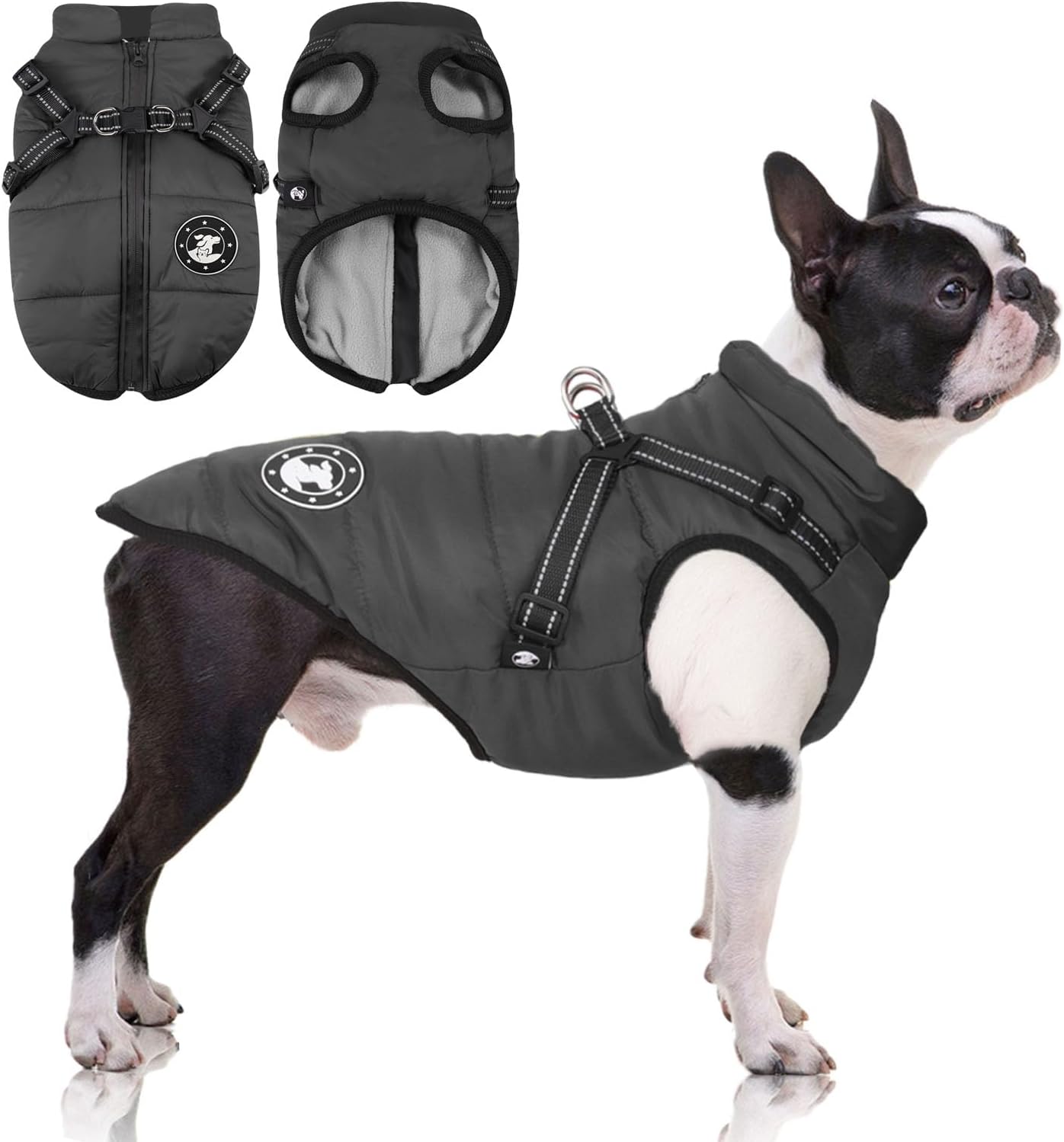 Warm Cozy Dog Coat Jacket 1 harness