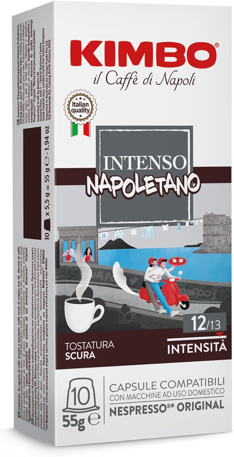 Detalle de Kimbo Spacca Napoli – Caffè compatibile Nespresso Original, miscela equilibrata e corposa (Intensità 10/13) – 100 capsule