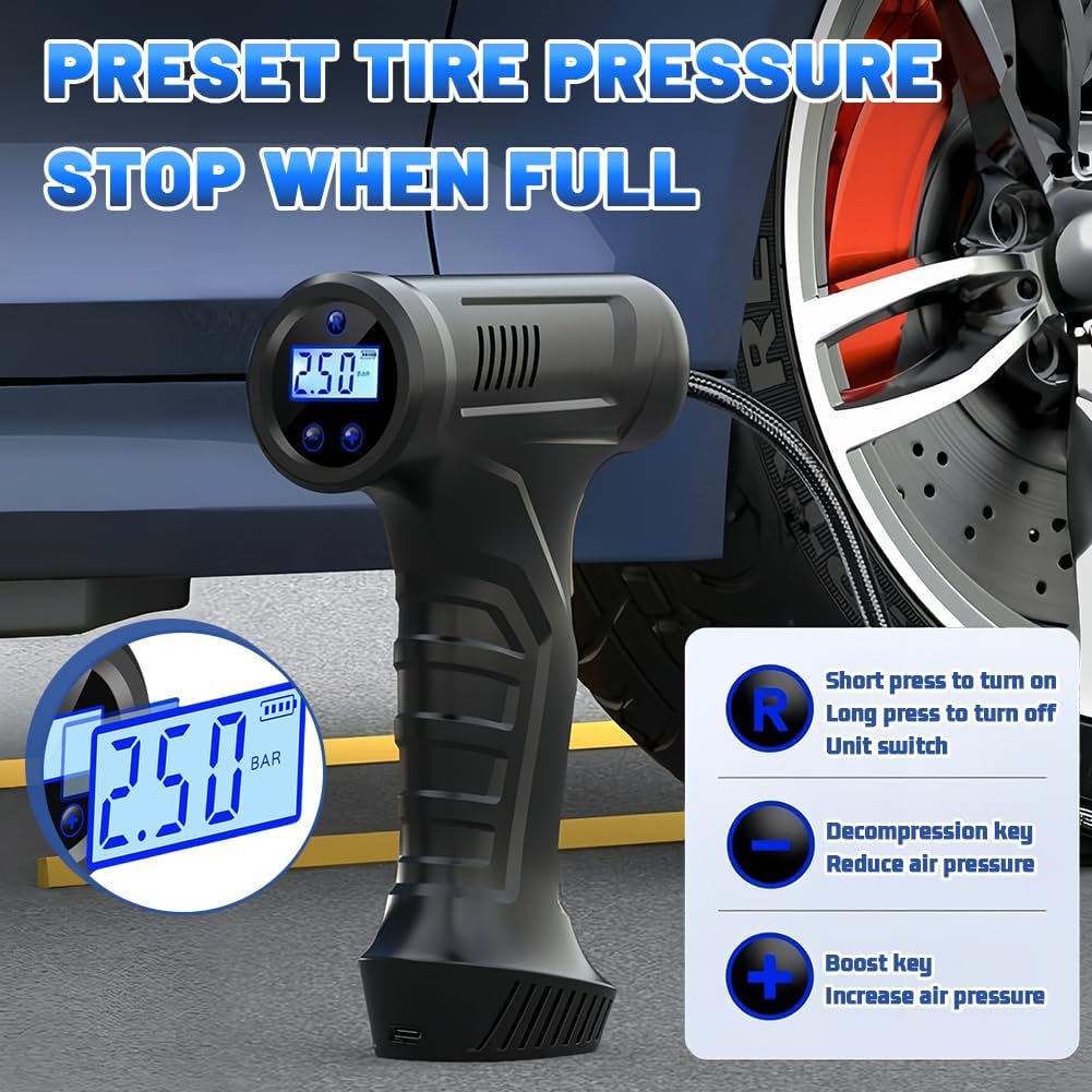 Thumbnail 4 de Flintronic gonfleur sans fil 150 PSI avec écran numérique, 4 buses et LED