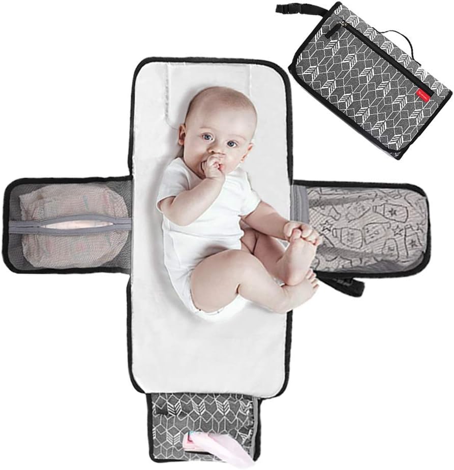 Detalle de Lekebaby Portable Nappy Changing Mat with wipe pocket, grey