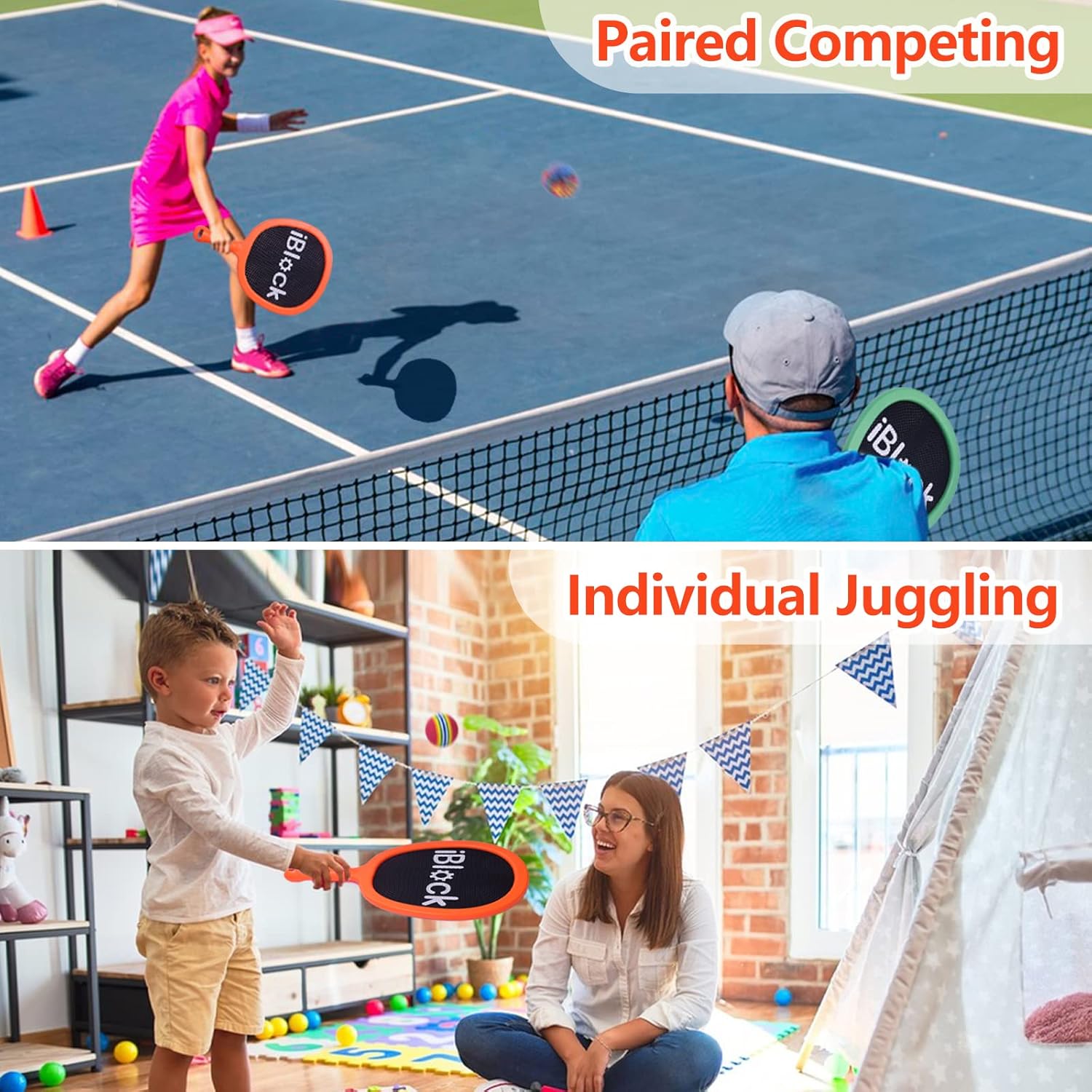 Thumbnail 3 de Smartwo Kid Racket Lightweight Set of 2 – Garden Badminton & Beach Paddle Bat and Ball for Beginner Junior