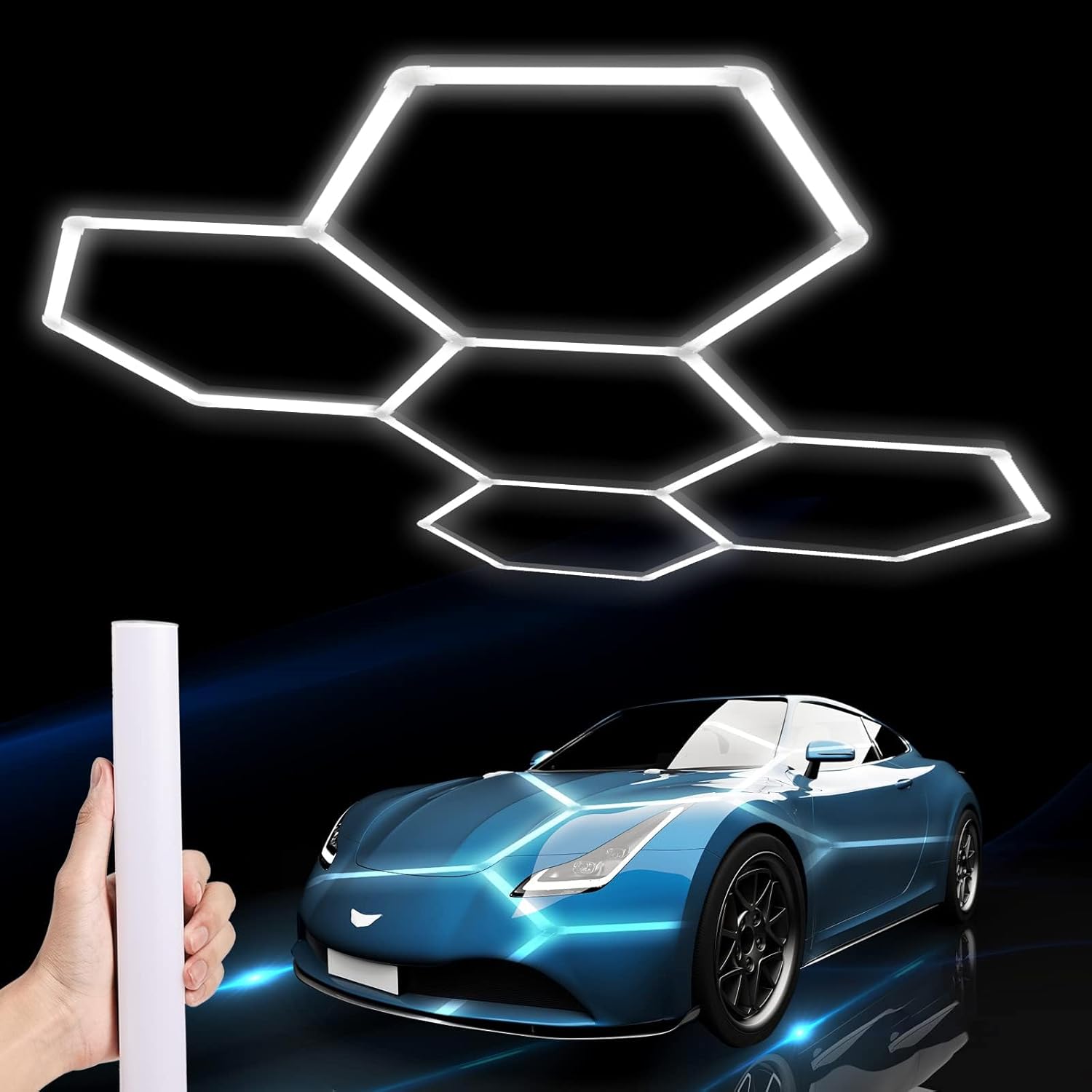 Thumbnail 6 de Hexagon LED Garage Lights, 456W, 6500K – Honeycomb Ceiling Light (14-HEX) for Garage, Workshop and More
