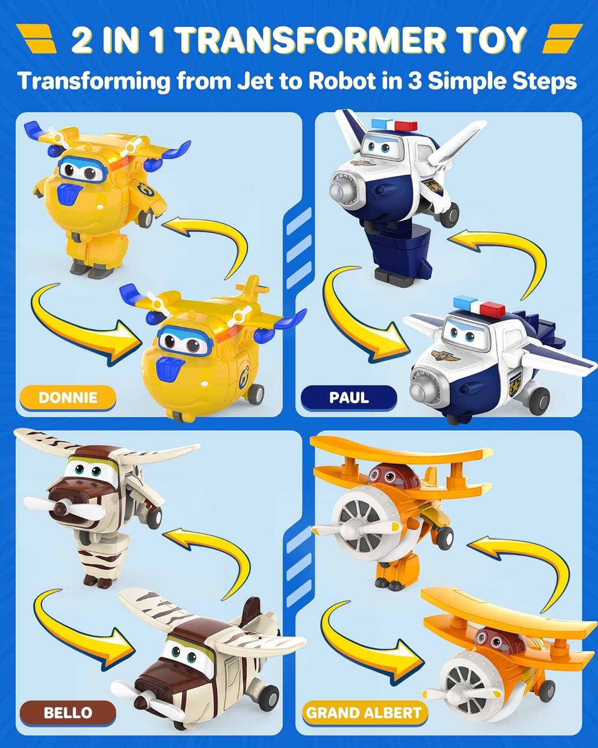 Detalle de Super Wings Transformable Toys 2 Inch, 15-Piece Jet Playset (2") for Kids Ages 3–5