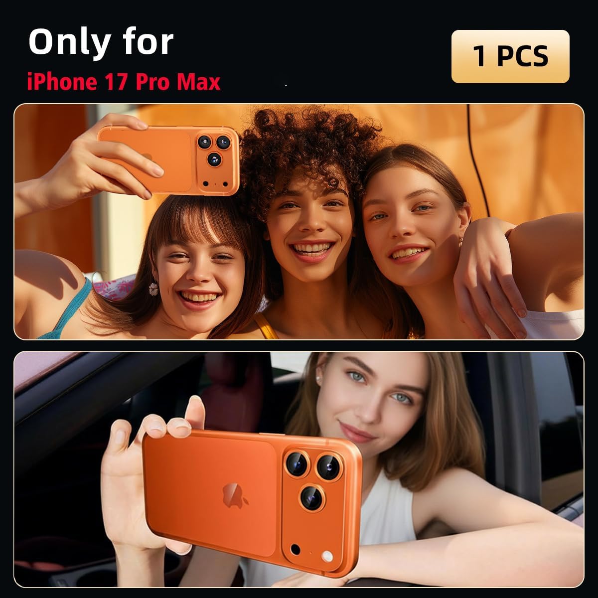 Thumbnail 5 de Jurqqer Camera Lens Protector for iPhone 17 Pro Max 6.9" – 9H Ultra-Thin Shield in Orange