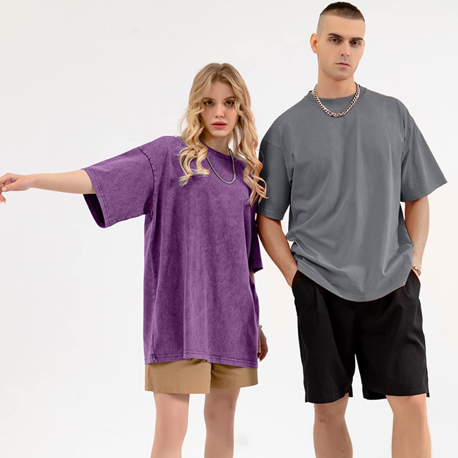 Detalle de Oversized T-Shirt für Herren Heavy Baumwolle – Regular Fit von HOUZONIY