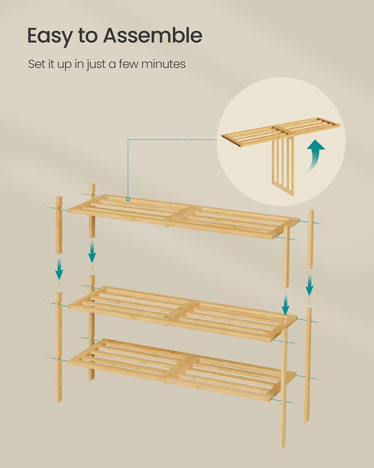 Thumbnail 6 de SONGMICS Bamboo Shoe Rack