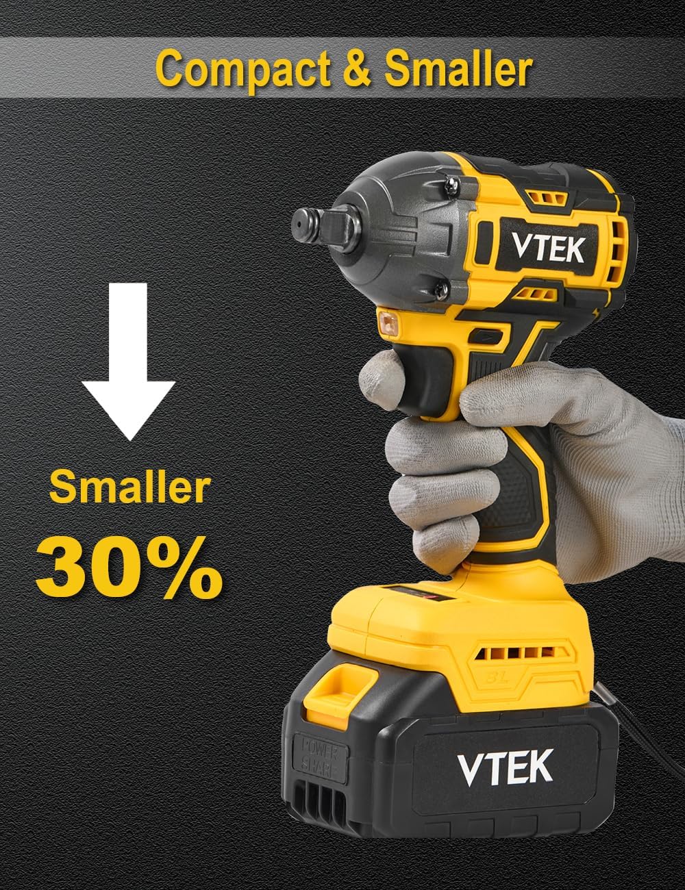 Detalle de VTEK Clé à chocs sans balais 1/2 pouce 295 ft‑lbs