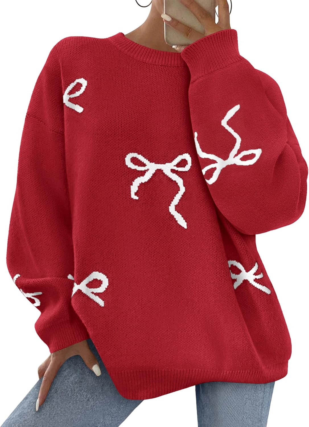 Detalle de PRETTYGARDEN Oversized Bow Knit Sweater S–XL