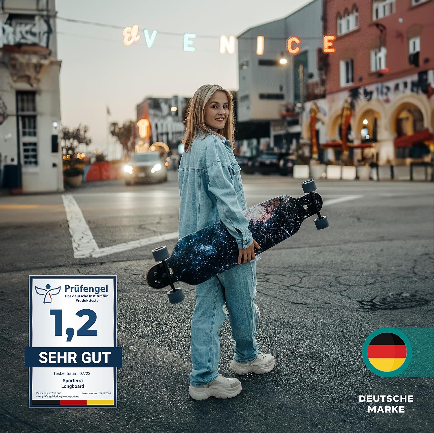 Detalle 2 de Sporterra Longboard Sommer-Angebot für Erwachsene und Jugendliche – inkl. Zubehör & Schritt-für-Schritt-Anleitung